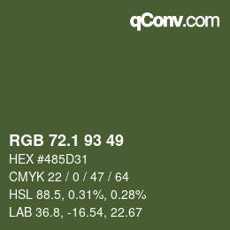 カラーコード: RGB 72.1 93 49 | qconv.com