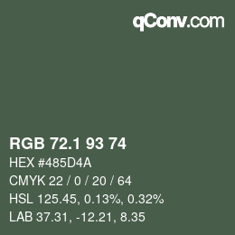Color code: RGB 72.1 93 74 | qconv.com