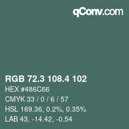 カラーコード: RGB 72.3 108.4 102 | qconv.com