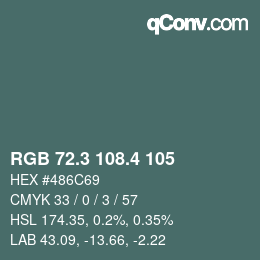 カラーコード: RGB 72.3 108.4 105 | qconv.com