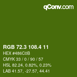 カラーコード: RGB 72.3 108.4 11 | qconv.com