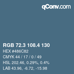 カラーコード: RGB 72.3 108.4 130 | qconv.com