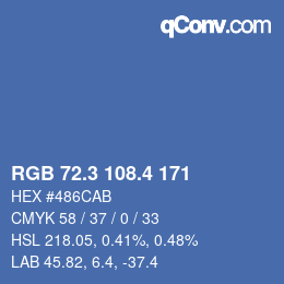 カラーコード: RGB 72.3 108.4 171 | qconv.com