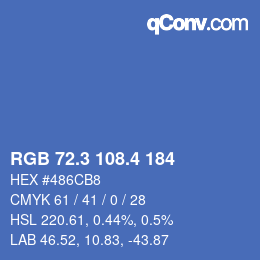 カラーコード: RGB 72.3 108.4 184 | qconv.com