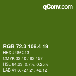 カラーコード: RGB 72.3 108.4 19 | qconv.com