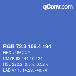 カラーコード: RGB 72.3 108.4 194 | qconv.com