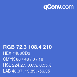 カラーコード: RGB 72.3 108.4 210 | qconv.com