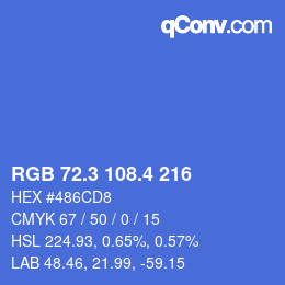 カラーコード: RGB 72.3 108.4 216 | qconv.com