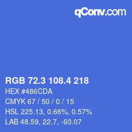 カラーコード: RGB 72.3 108.4 218 | qconv.com