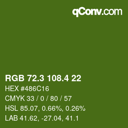 カラーコード: RGB 72.3 108.4 22 | qconv.com
