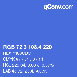 カラーコード: RGB 72.3 108.4 220 | qconv.com