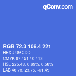 カラーコード: RGB 72.3 108.4 221 | qconv.com
