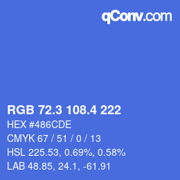 カラーコード: RGB 72.3 108.4 222 | qconv.com