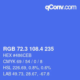 カラーコード: RGB 72.3 108.4 235 | qconv.com