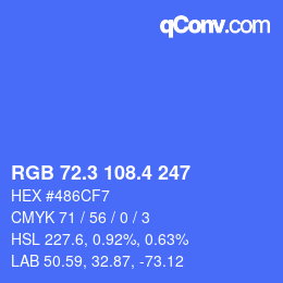 カラーコード: RGB 72.3 108.4 247 | qconv.com