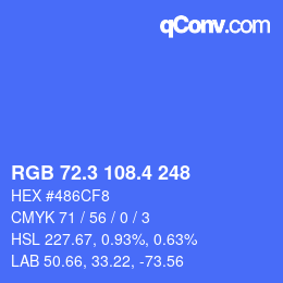 カラーコード: RGB 72.3 108.4 248 | qconv.com