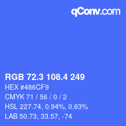 カラーコード: RGB 72.3 108.4 249 | qconv.com