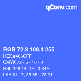カラーコード: RGB 72.3 108.4 255 | qconv.com
