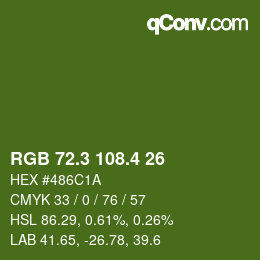 カラーコード: RGB 72.3 108.4 26 | qconv.com