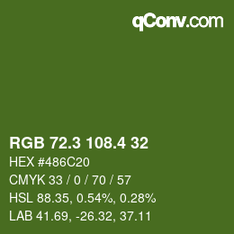 カラーコード: RGB 72.3 108.4 32 | qconv.com