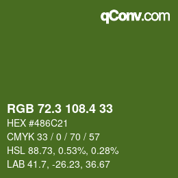 カラーコード: RGB 72.3 108.4 33 | qconv.com