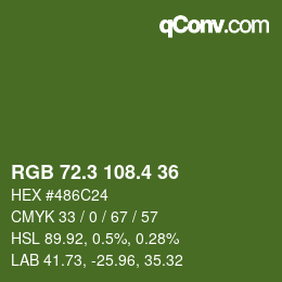 カラーコード: RGB 72.3 108.4 36 | qconv.com