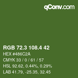 カラーコード: RGB 72.3 108.4 42 | qconv.com