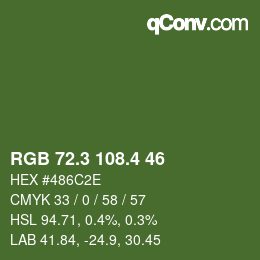 カラーコード: RGB 72.3 108.4 46 | qconv.com