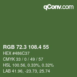カラーコード: RGB 72.3 108.4 55 | qconv.com