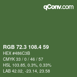 カラーコード: RGB 72.3 108.4 59 | qconv.com