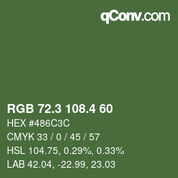 カラーコード: RGB 72.3 108.4 60 | qconv.com