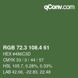 カラーコード: RGB 72.3 108.4 61 | qconv.com