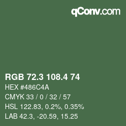 カラーコード: RGB 72.3 108.4 74 | qconv.com