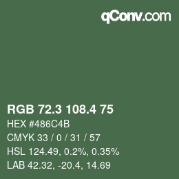 カラーコード: RGB 72.3 108.4 75 | qconv.com
