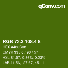 カラーコード: RGB 72.3 108.4 8 | qconv.com