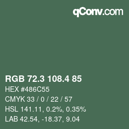 カラーコード: RGB 72.3 108.4 85 | qconv.com