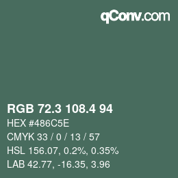 カラーコード: RGB 72.3 108.4 94 | qconv.com