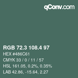 カラーコード: RGB 72.3 108.4 97 | qconv.com