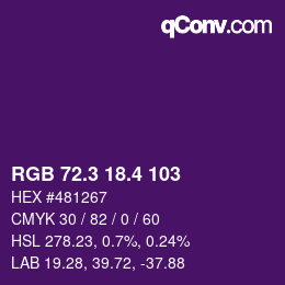 カラーコード: RGB 72.3 18.4 103 | qconv.com