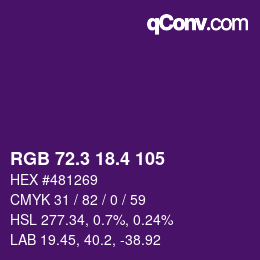 カラーコード: RGB 72.3 18.4 105 | qconv.com