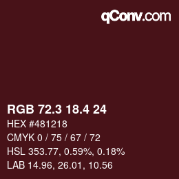カラーコード: RGB 72.3 18.4 24 | qconv.com