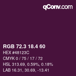 カラーコード: RGB 72.3 18.4 60 | qconv.com