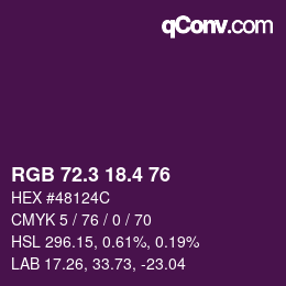 カラーコード: RGB 72.3 18.4 76 | qconv.com