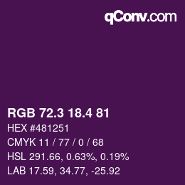 カラーコード: RGB 72.3 18.4 81 | qconv.com