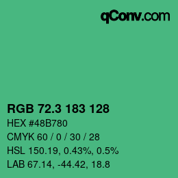 カラーコード: RGB 72.3 183 128 | qconv.com