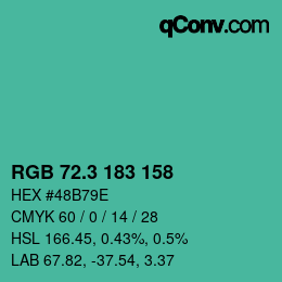 カラーコード: RGB 72.3 183 158 | qconv.com