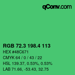カラーコード: RGB 72.3 198.4 113 | qconv.com