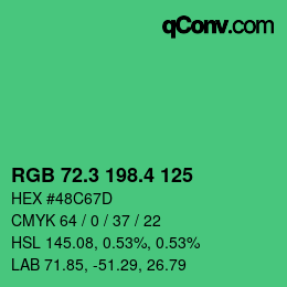 カラーコード: RGB 72.3 198.4 125 | qconv.com