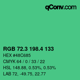 カラーコード: RGB 72.3 198.4 133 | qconv.com