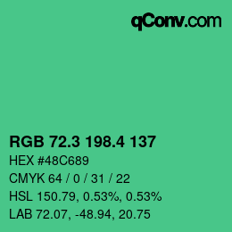 カラーコード: RGB 72.3 198.4 137 | qconv.com